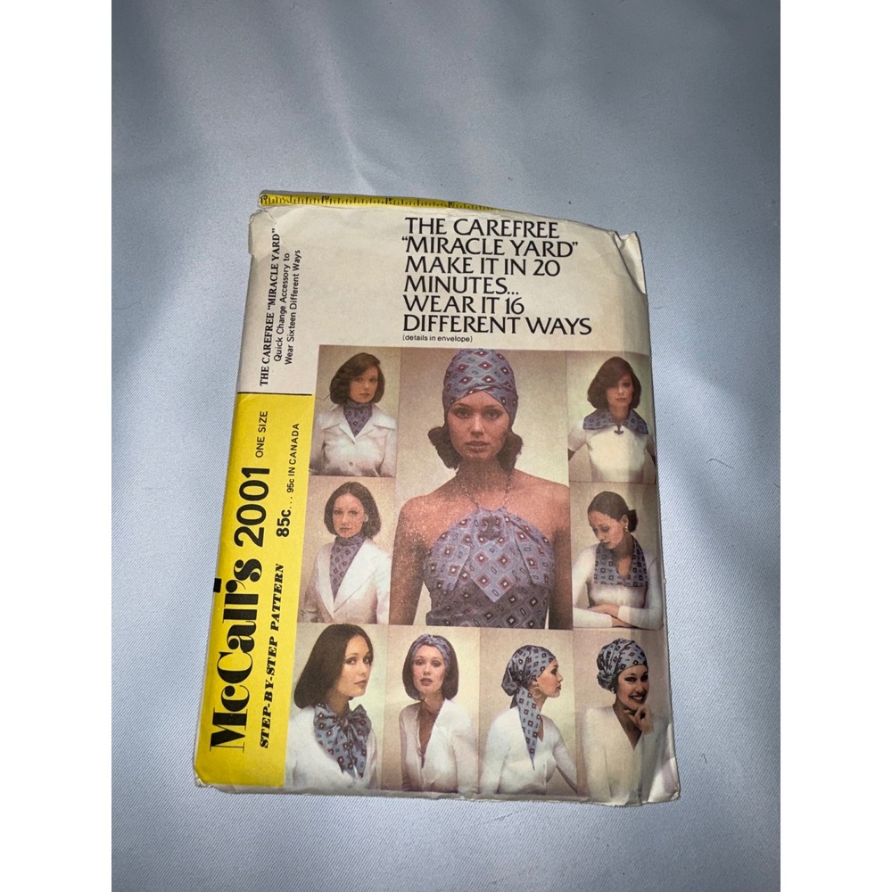 Vintage 1973 McCalls 2001 Miracle Yard Sewing Pattern Multi Way Scarf Halter DIY